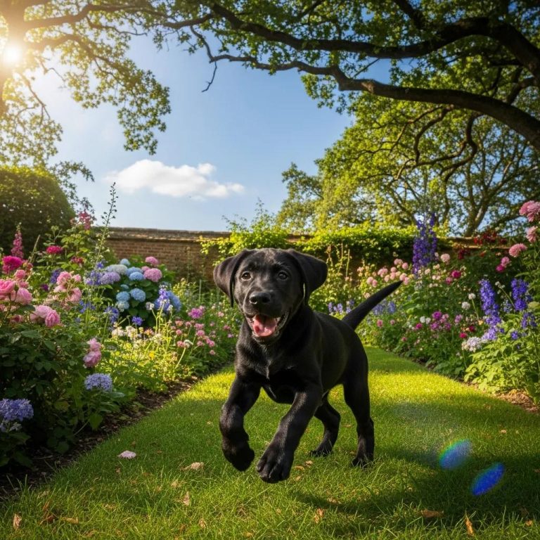 Berry Creek Labs & Cockers | Find the Best Lab Breeders Near Me: A Buyer’s Guide British Labrador puppy playing in a garden, representing the joy of finding a reputable breeder